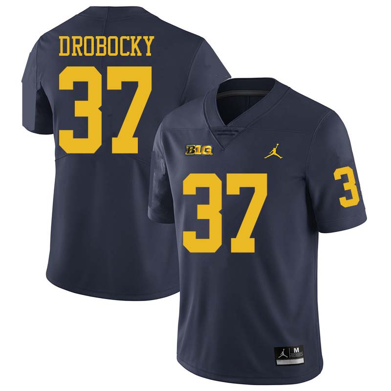 Jordan Brand Men #37 Dane Drobocky Michigan Wolverines College Football Jerseys Sale-Navy